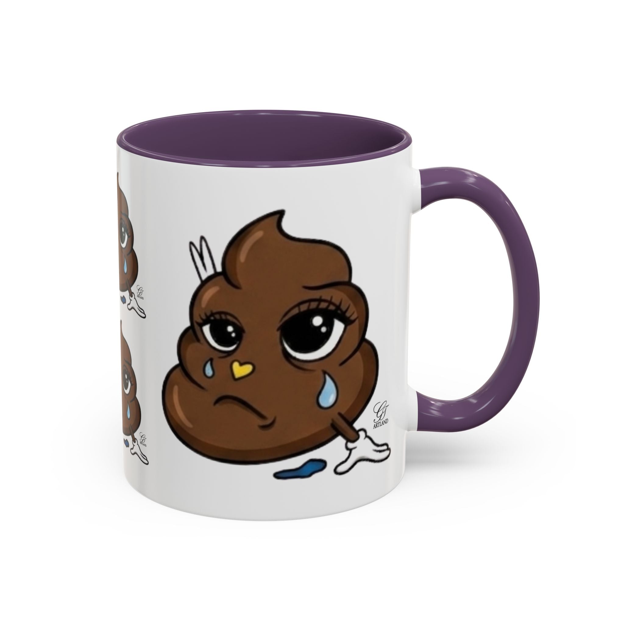 Sad Poop Emoji Coffee Mug — Funny Kawaii Gag Gift Accent Mug by GT Artland