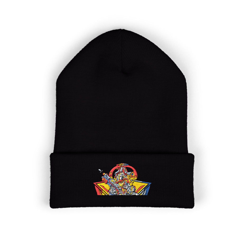 Retro Comic Duck Embroidered Cuffed Beanie