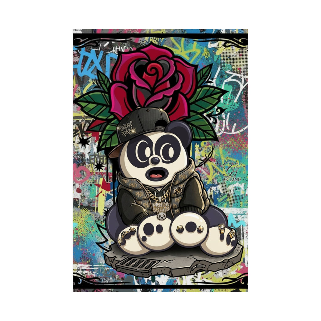 Graffiti Panda with Rose Poster | Matte Vertical Poster
