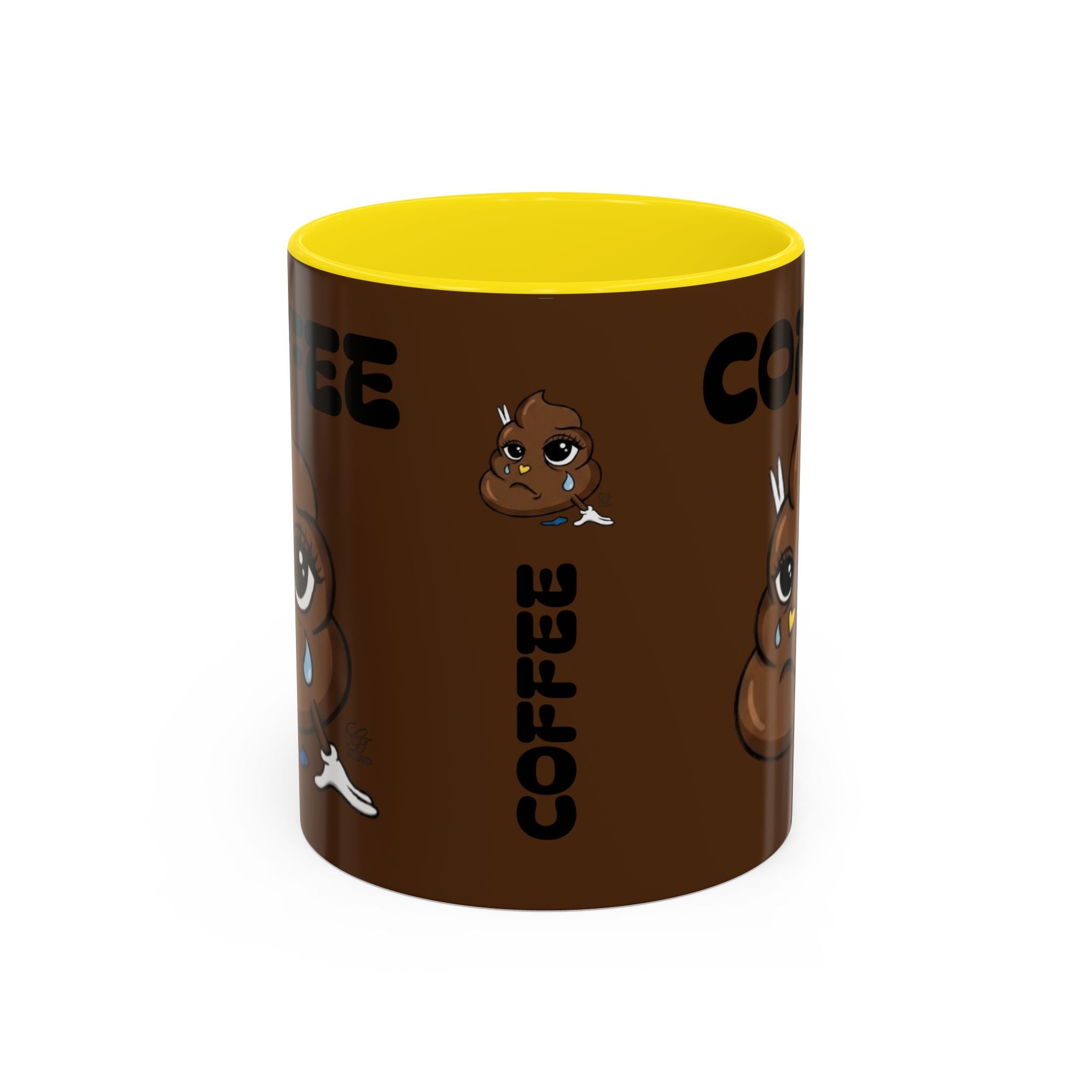 Coffee Mug — Cute Crying Poop Emoji 'COFFEE' Accent Ceramic Mug (11/15 oz) by GT Artland