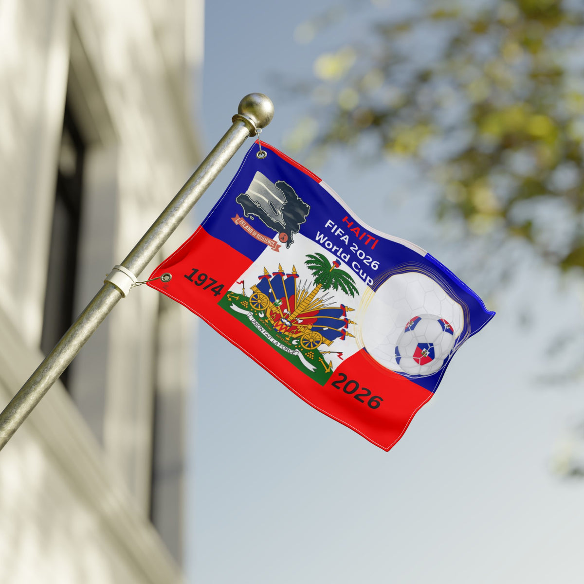 2026 World Cup Haitian Double Sided Football Flag | Soccer Flag