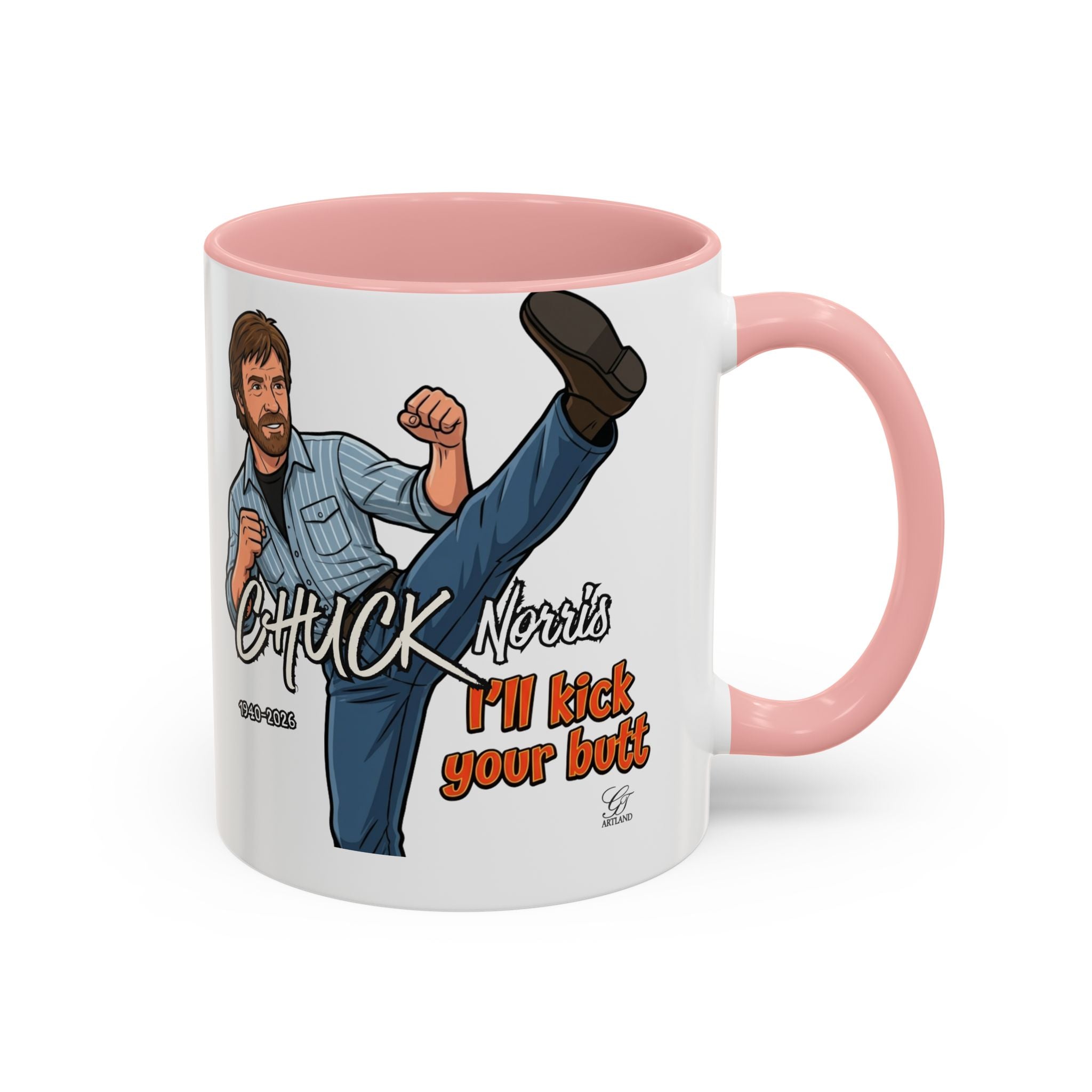 Martial Arts Chuck Norris Kick Butt Humor Character Mug | Accent Coffee Mug by GT Artland