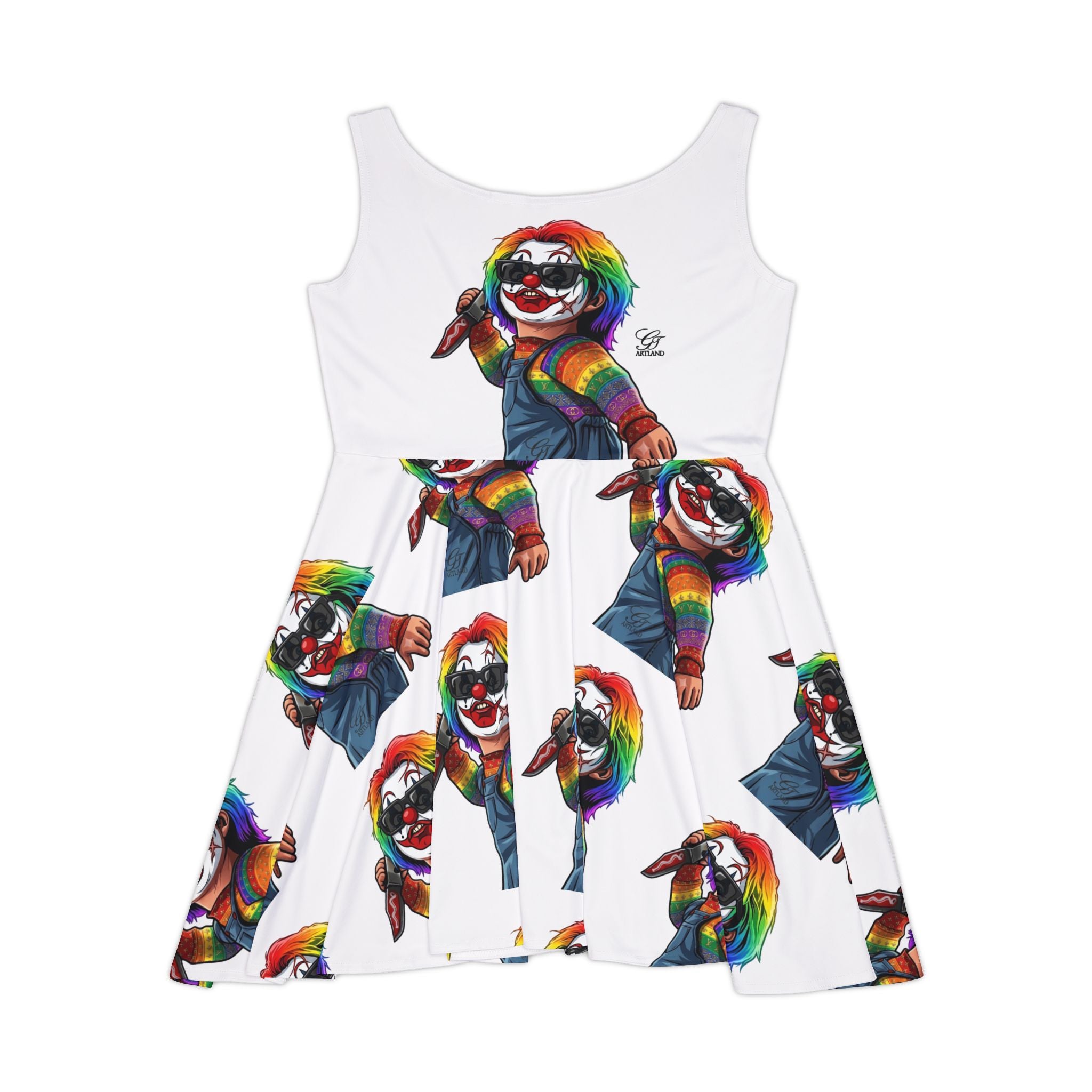 Rainbow Psycho Slasher Halloween Dark Horror Skater Dress by GT Artland