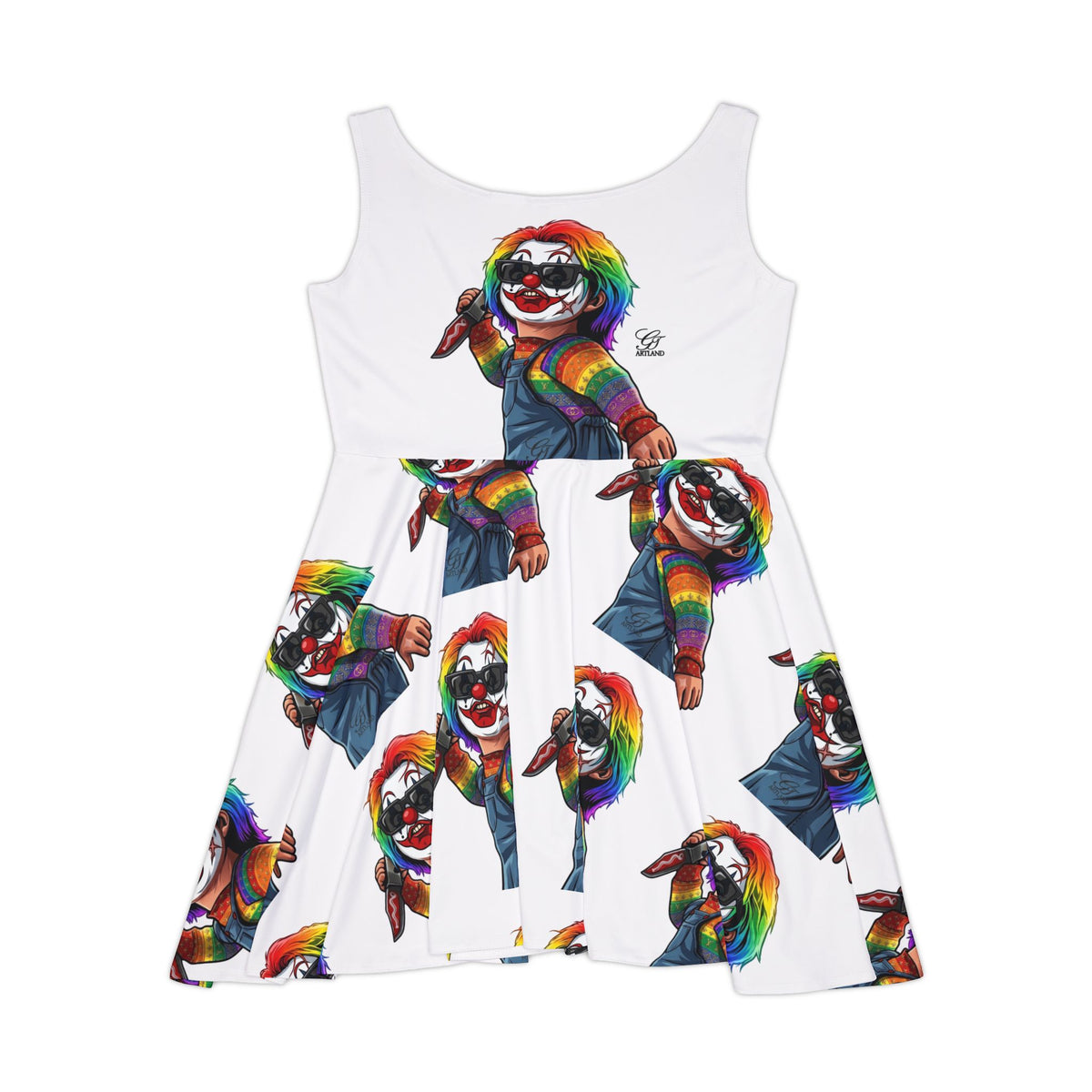 Rainbow Psycho Slasher Halloween Dark Horror Skater Dress by GT Artland