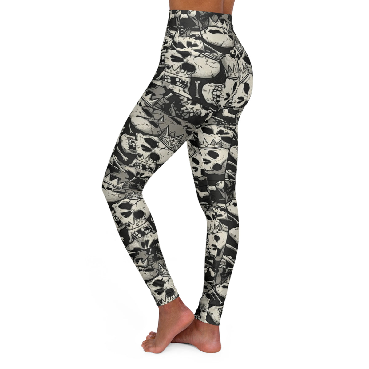 Skull and Bone Designer High Fashion Gothic Black & White Leggings by GT Artland