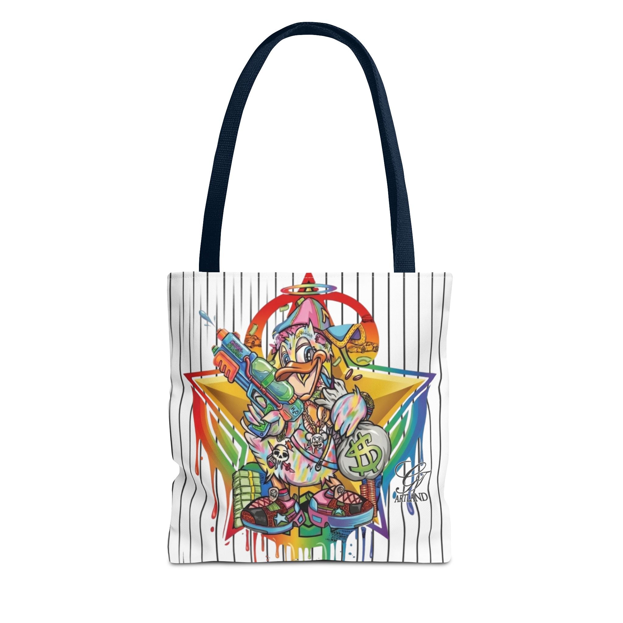 Graffiti Duck Urban Colorful Drip Tote Bag — Colorful Street Art by GT Artland