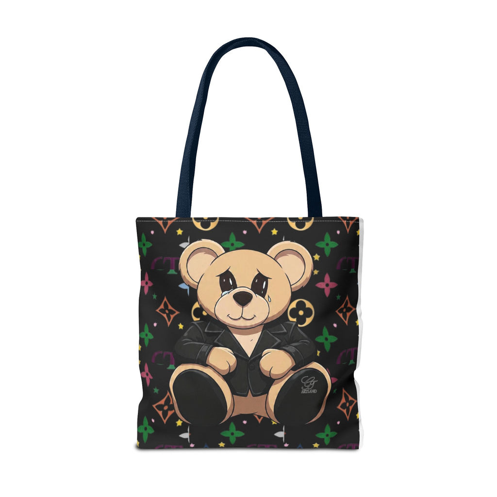 Elite Black Urban Designer Teddy Bear Monogram Tote Bag by GT Artland
