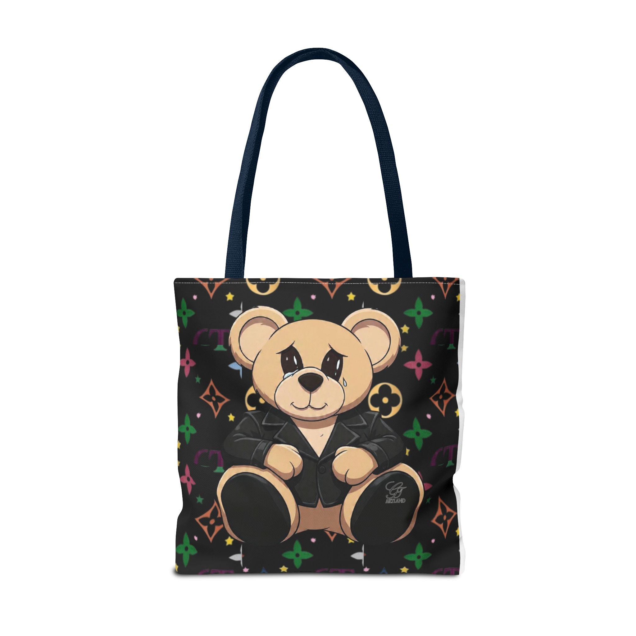 Elite Black Urban Designer Teddy Bear Monogram Tote Bag by GT Artland