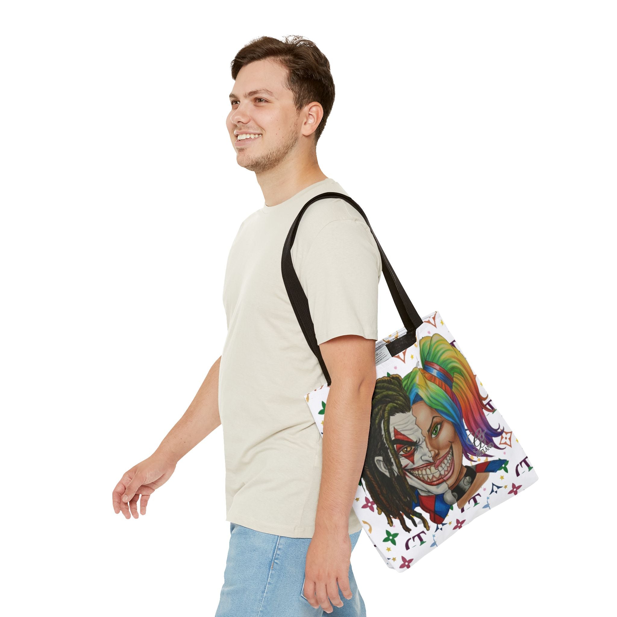 Two Faced Clown Couple Face Tote Bag – Urban Duo Swag by GT Artland