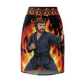 Martial Artist Chuck Norris in Flames Pencil Skirt | Karate Fighter Fire Design by GT Artland
