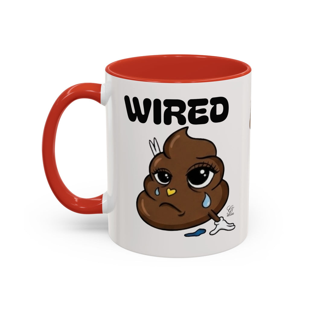 Wired Coffee Mug — Funny Poop Emoji Design Accent Mug (11/15 oz) by GT Artland
