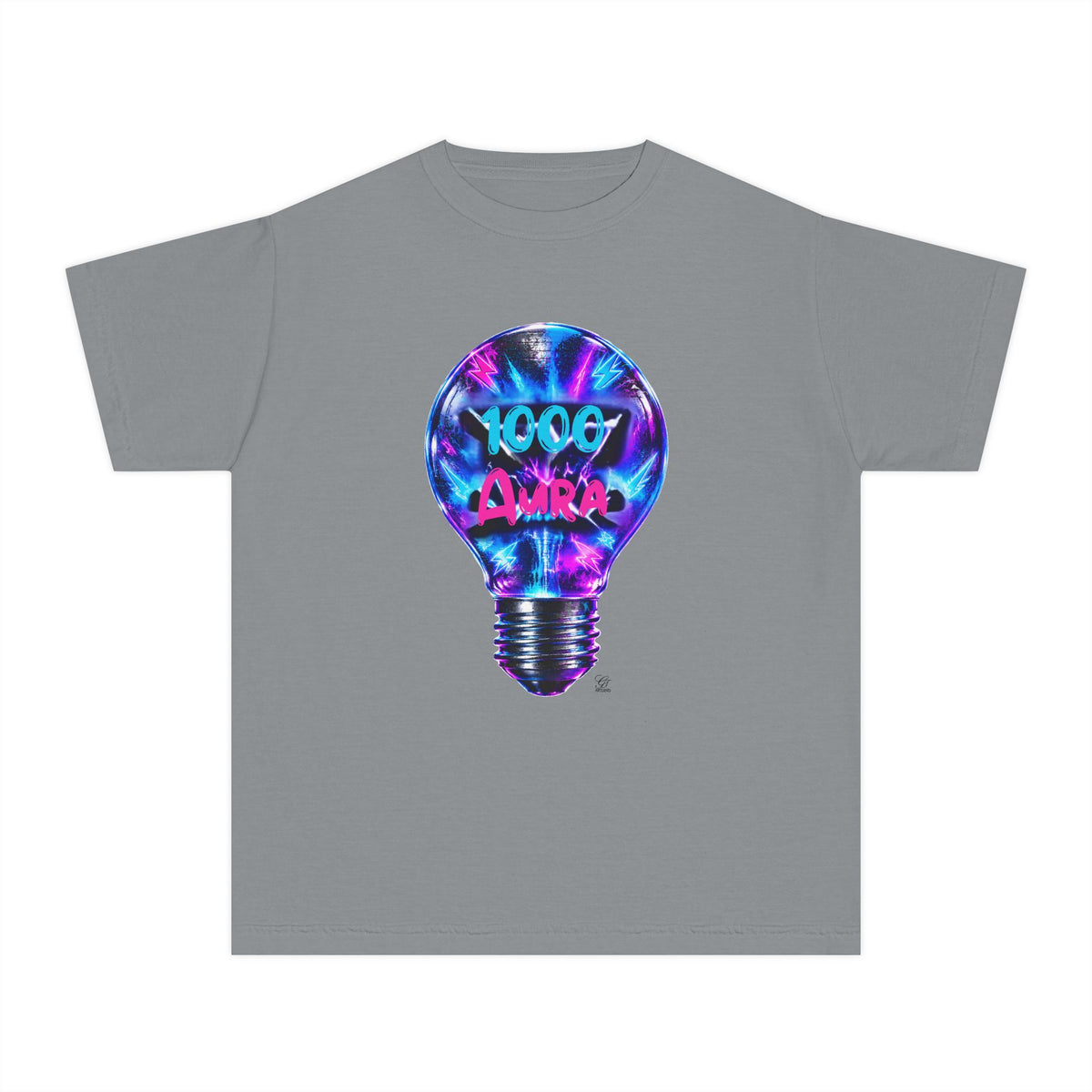 Colorful Light Bulb Youth T-Shirt -"1000 AURA" Graphic T-Shirt