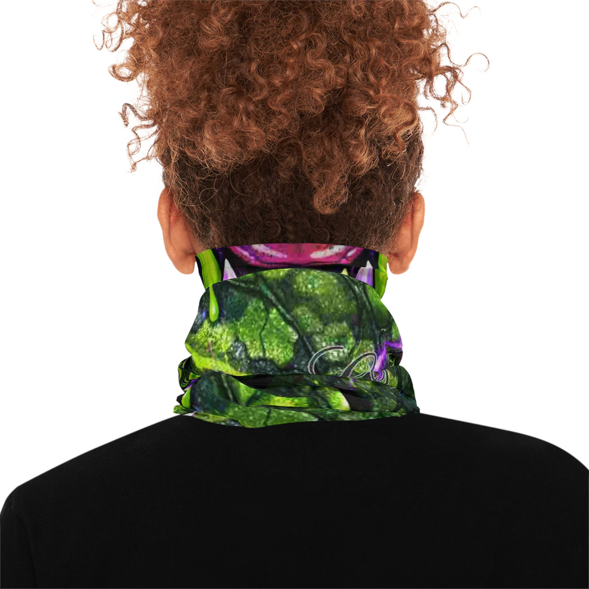 Toxic Monster Mouth neck gaiter | Green Slime Creature Face, Dripping Teeth by GT Artland