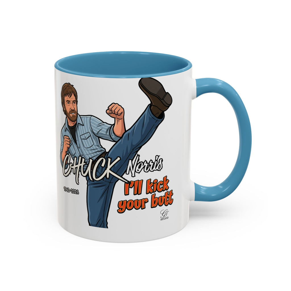 Martial Arts Chuck Norris Kick Butt Humor Character Mug | Accent Coffee Mug by GT Artland