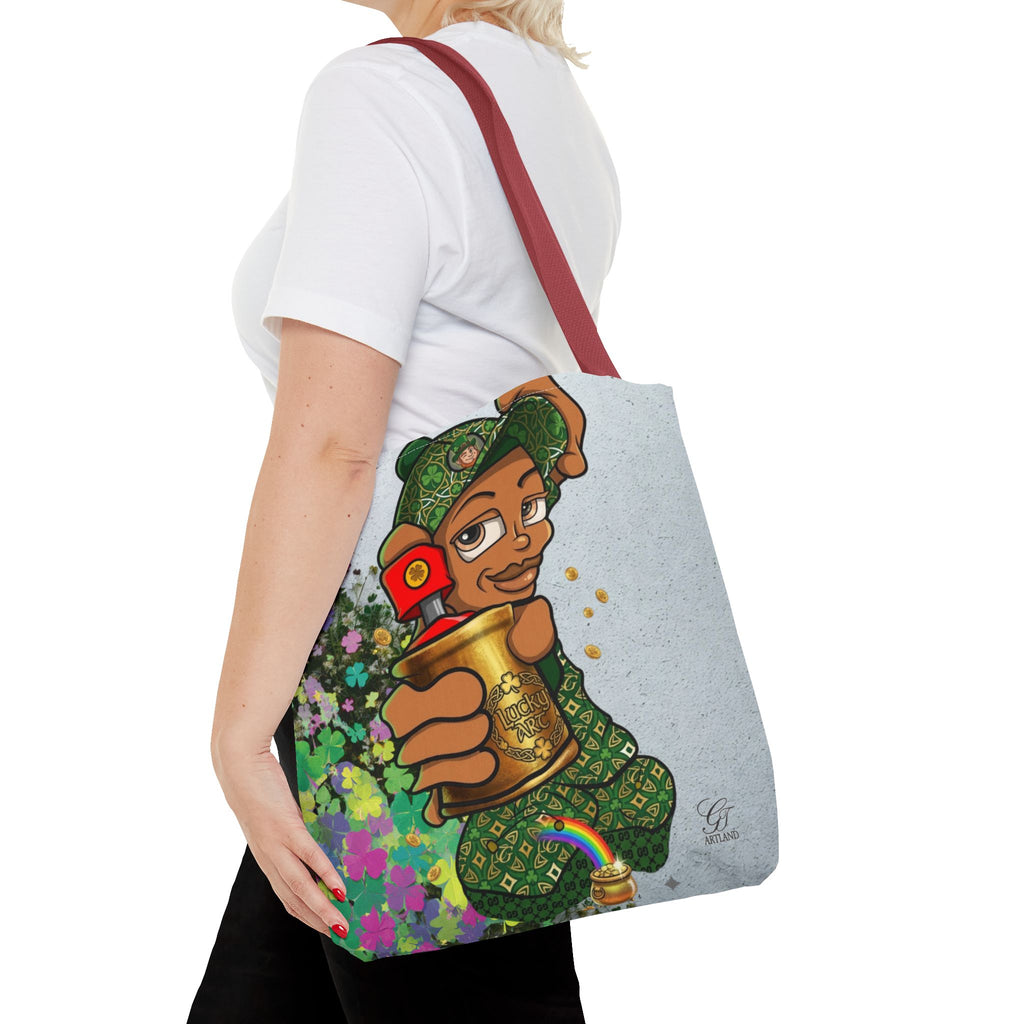 "Lucky Art" Spray Can Ebony Couple (Boy/Girl) St Patrick Theme Designer Tote Bag by GT Artland