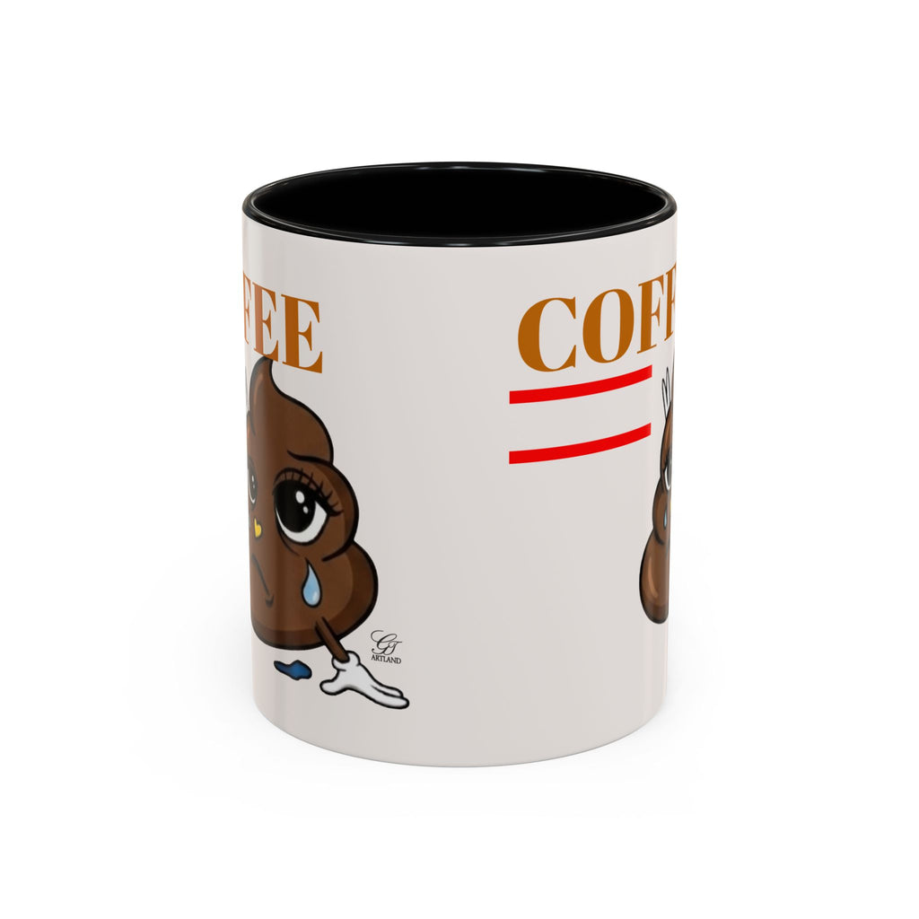 Coffee Mug — Sad Coffee Poop Emoji Designer Toon Accent Mug (11/15oz) by GT Artland