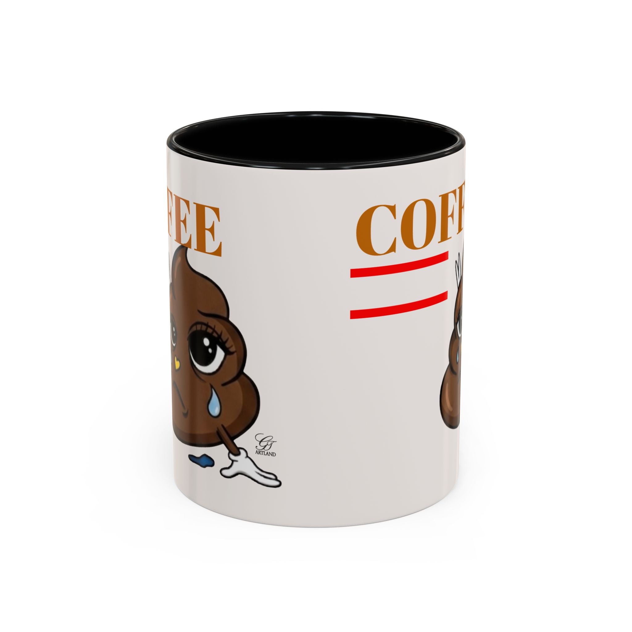 Coffee Mug — Sad Coffee Poop Emoji Designer Toon Accent Mug (11/15oz) by GT Artland