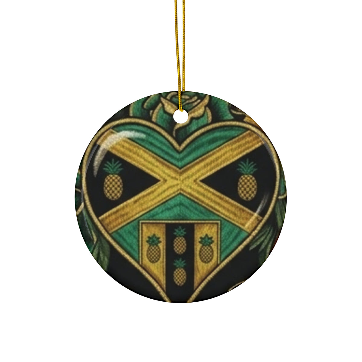 Jamaica Pineapple Heart Ceramic Ornament — Round Christmas Tree Decoration by GT Artland