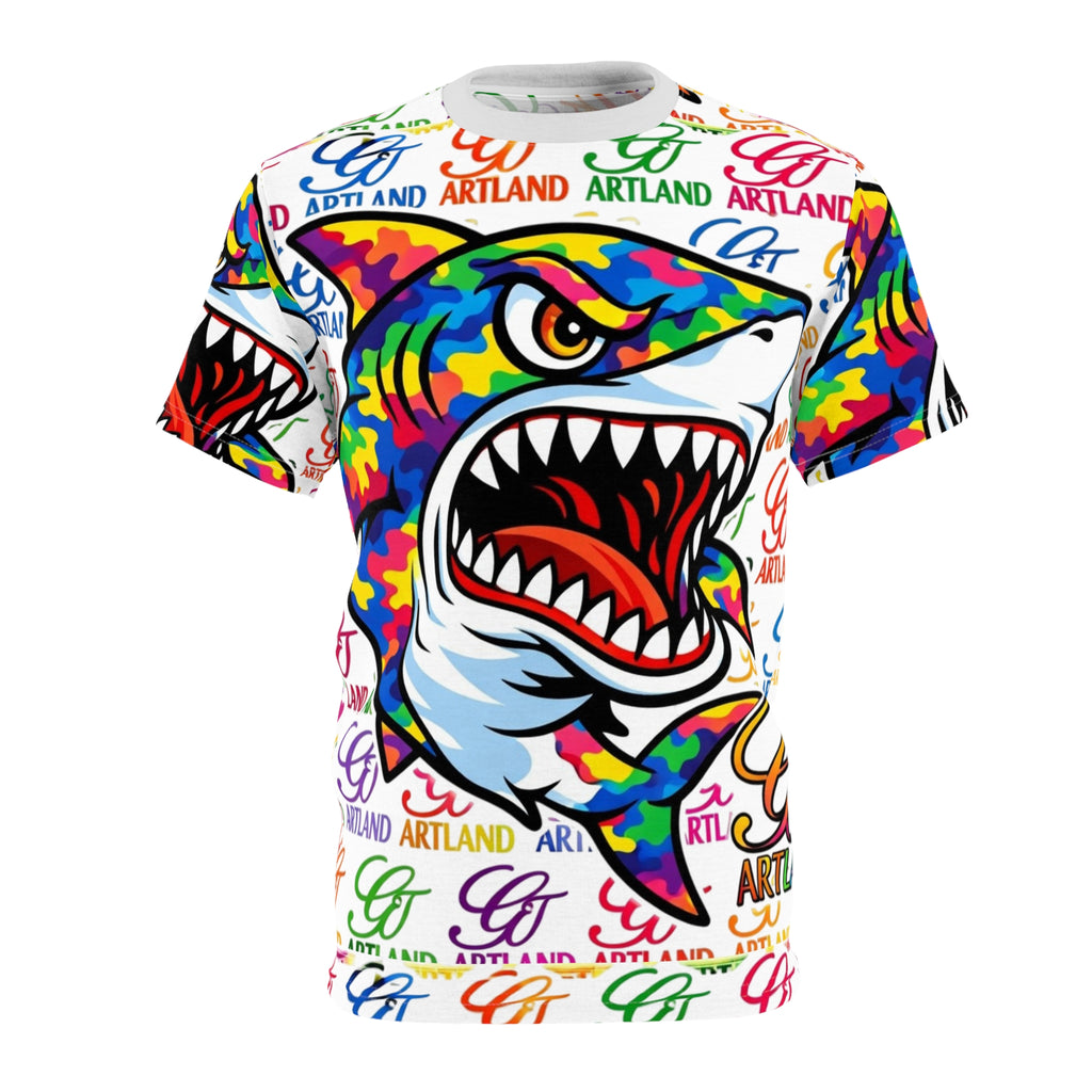 Colorful Aggressive Shark GT Tee | Graffiti Logo Pattern by GT Artland