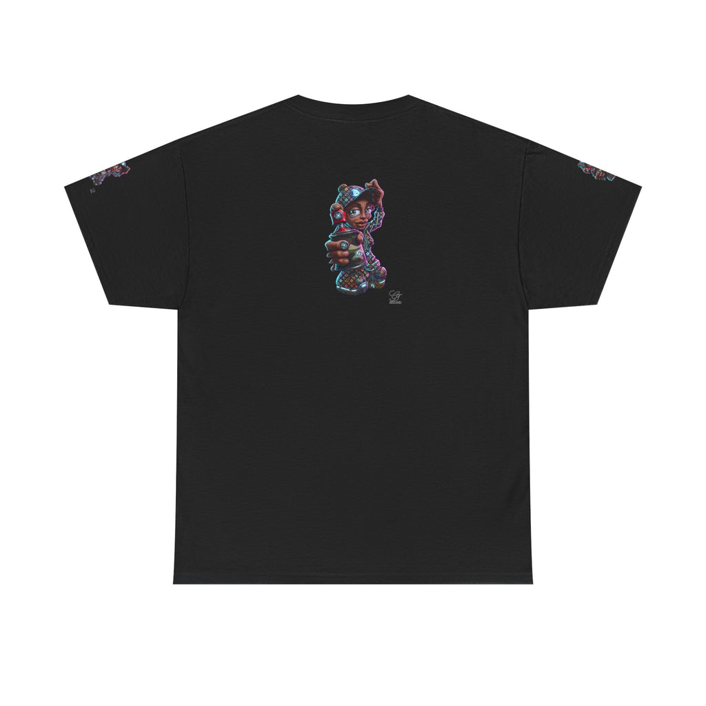 Ebony Futuristic Urban Spray Can Kid Gamer Tee - Cute Streetwear Graphic T-Shirt by GT Artland