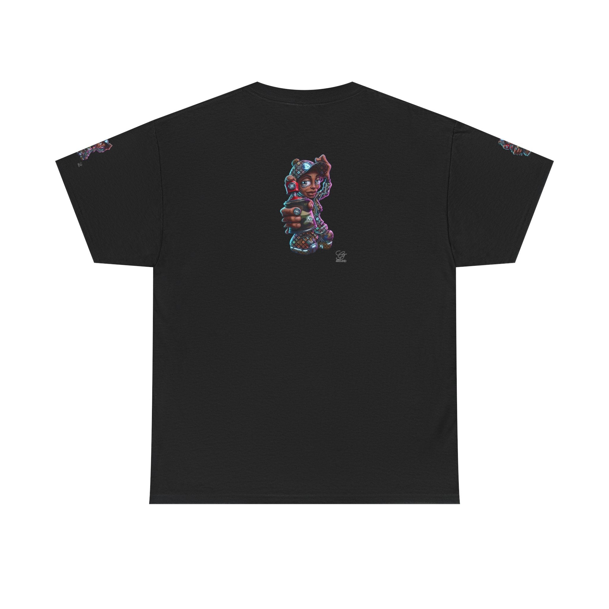Ebony Futuristic Urban Spray Can Kid Gamer Tee - Cute Streetwear Graphic T-Shirt by GT Artland