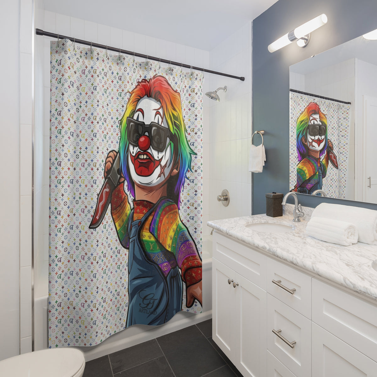 Rainbow Slasher | Creepy Horror Bathroom Decor by GT Artland