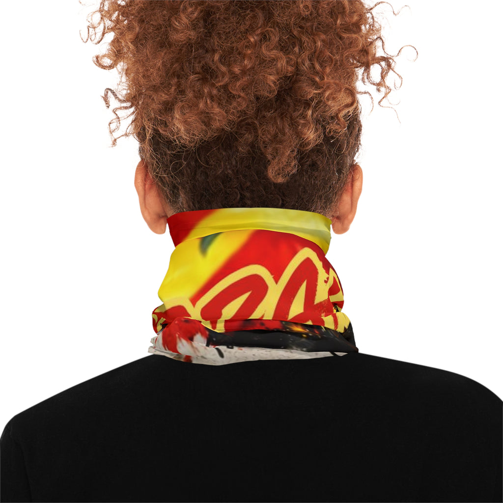 Spain Flag Neck Gaiter — Designer Spanish Paint Drip Design by GT Artland