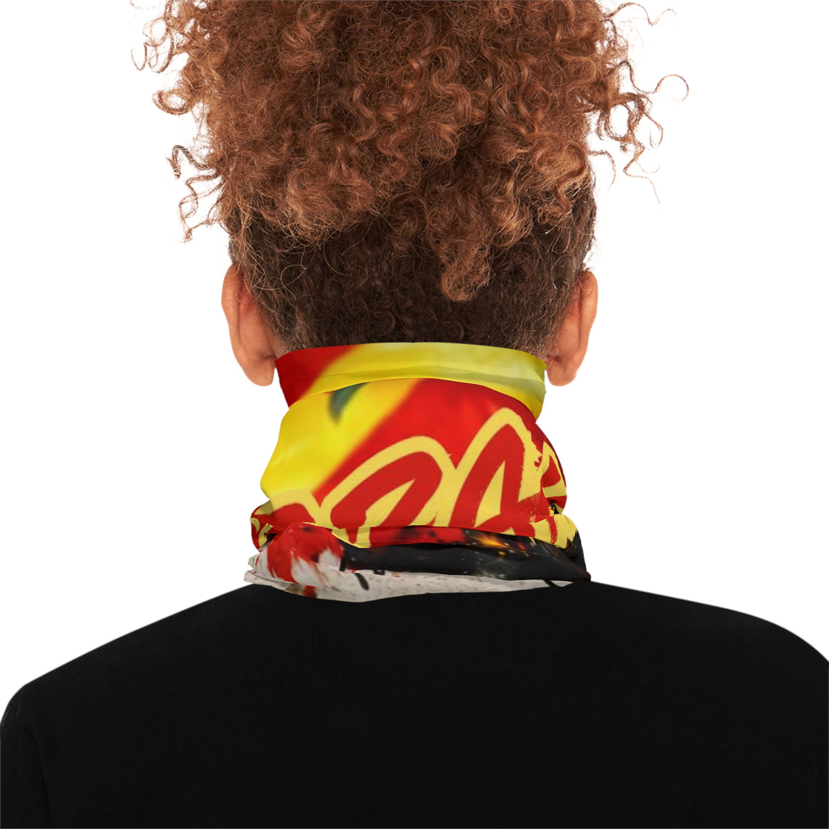 Spain Flag Neck Gaiter — Designer Spanish Paint Drip Design by GT Artland