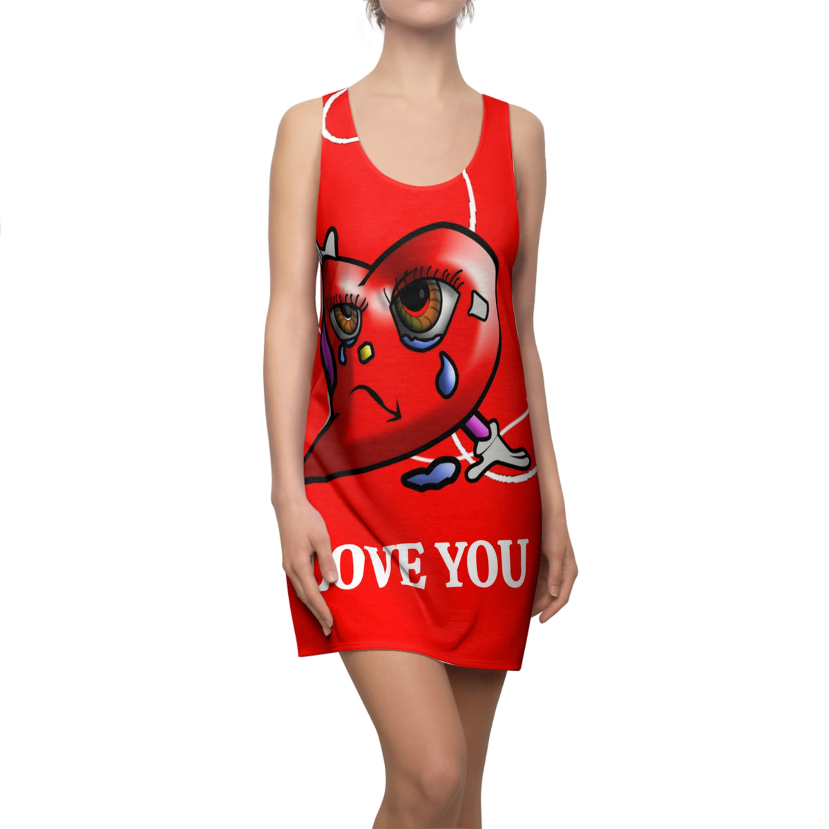 Crying Heart in Love Graphic Racerback Dress | I Love You