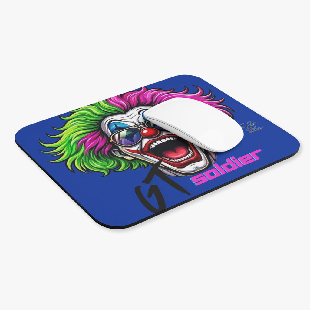 GT Soldier Fan Gear Neon Clown Face Mouse Pad | Colorful Joker Illustration by GT Artland