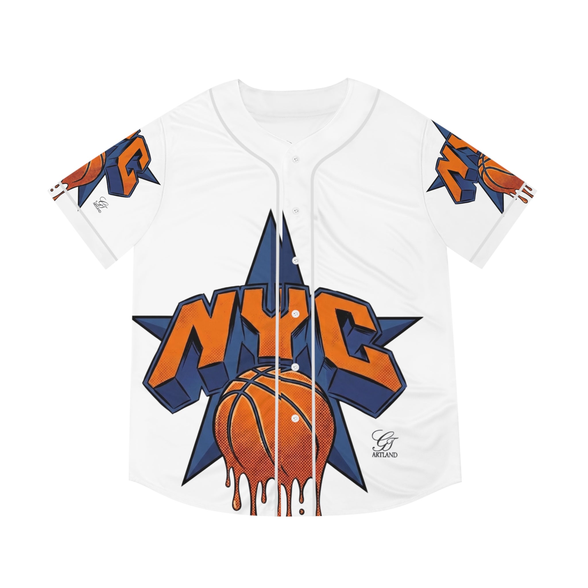 NYC Dripping Basketball star graphic Baseball Jersey by GT Artland