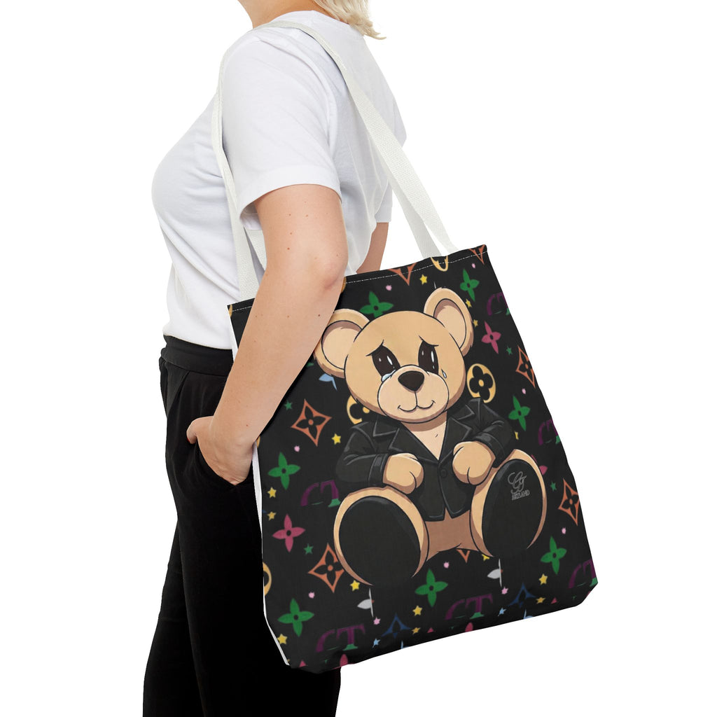 Elite Black Urban Designer Teddy Bear Monogram Tote Bag by GT Artland
