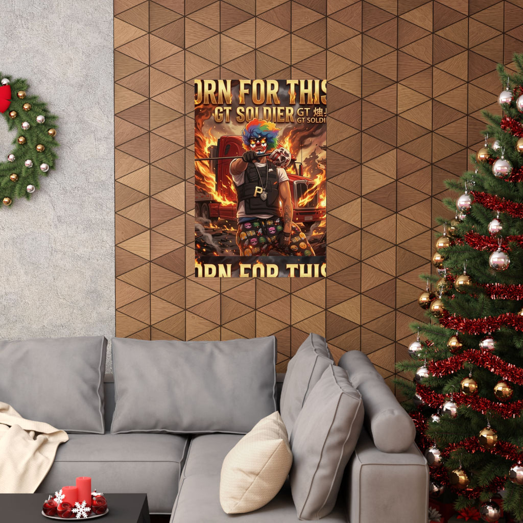 GT Soldier Clown Poster — Fiery Gamer Art Matte Vertical Print by GT Artland