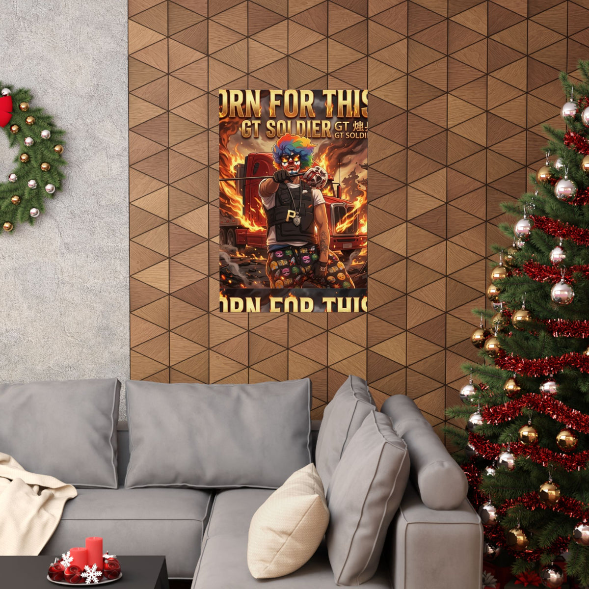 GT Soldier Clown Poster — Fiery Gamer Art Matte Vertical Print by GT Artland