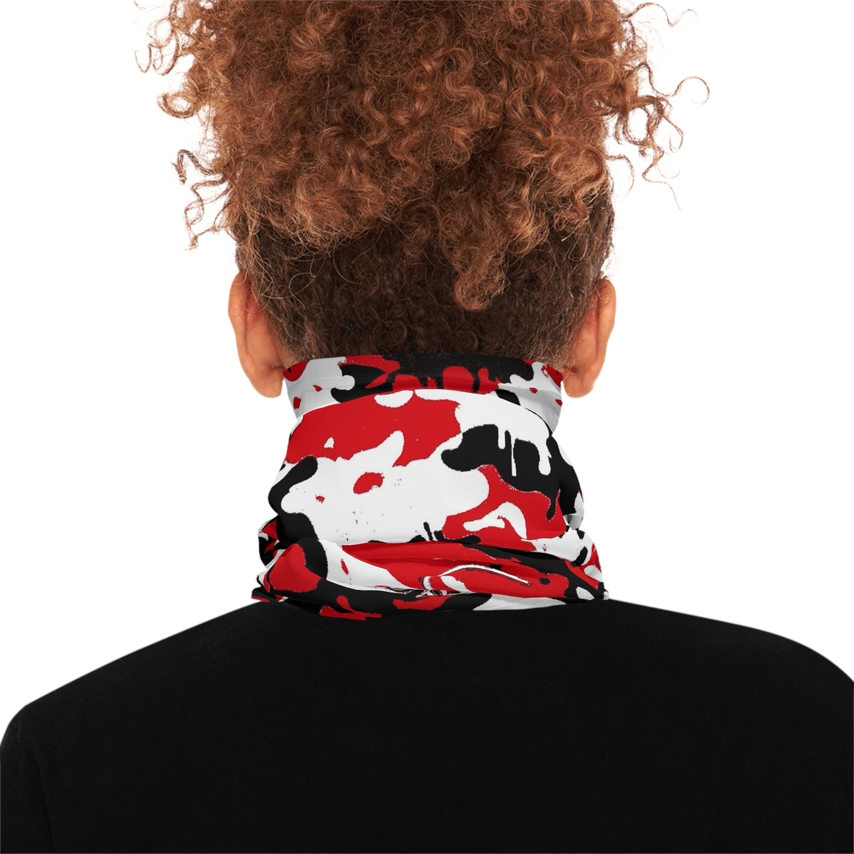 Red Black White Camo Militant Drip Neck Gaiter — Tactical Face Mask & Breathable Balaclava by GT Artland