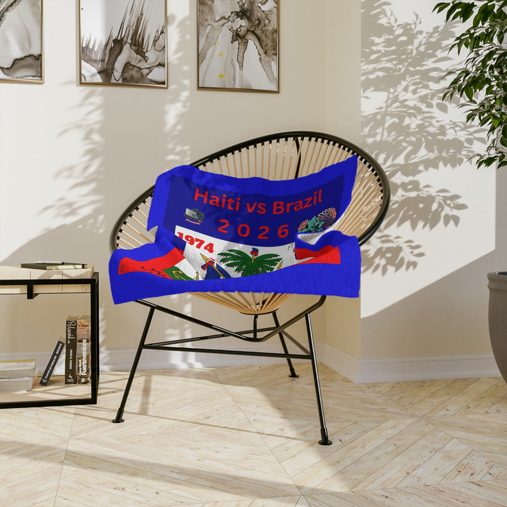 Multicoloured "Haitian vs Brazil" Worldwide FIFA Velveteen Football Blanket