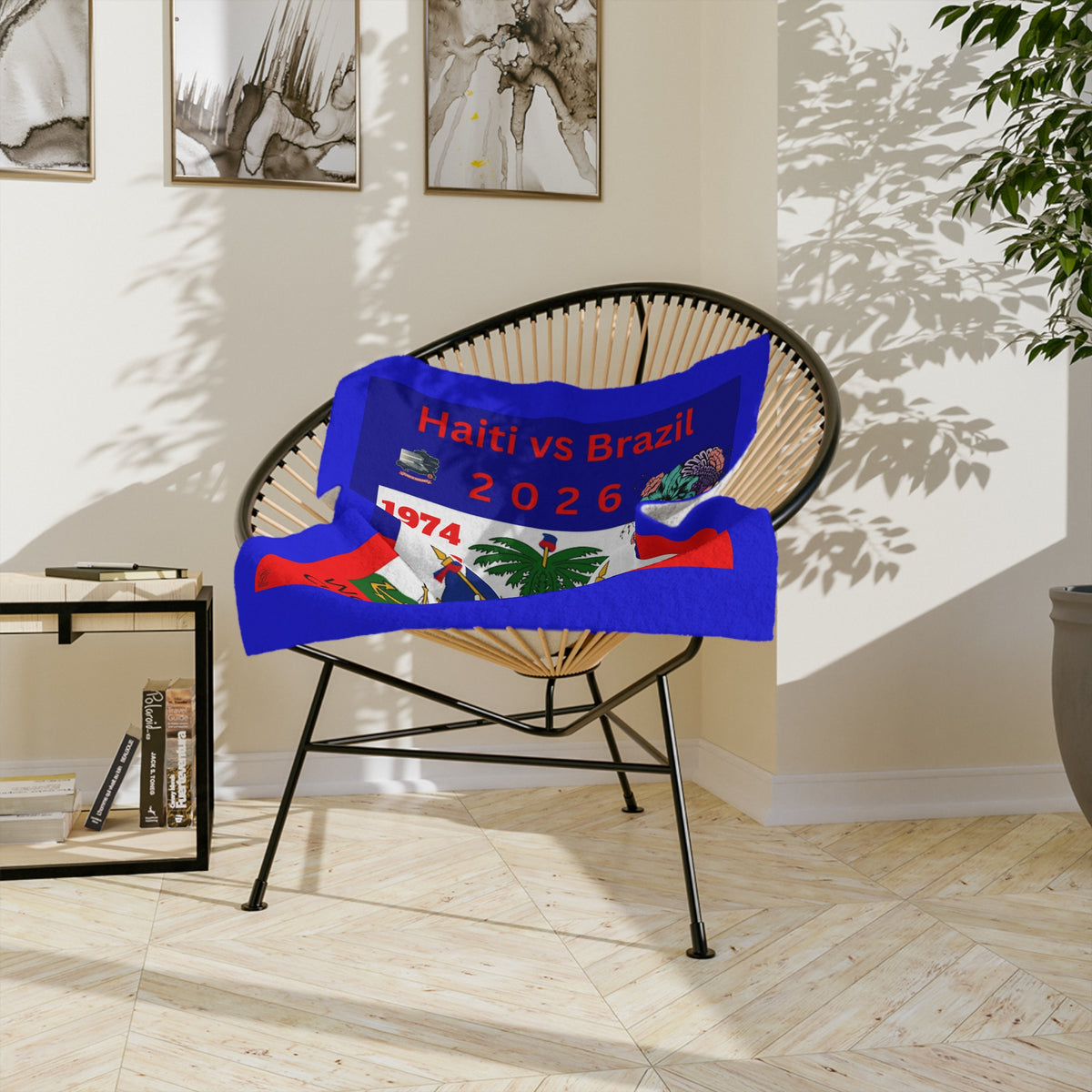 Multicoloured "Haitian vs Brazil" Worldwide FIFA Velveteen Football Blanket
