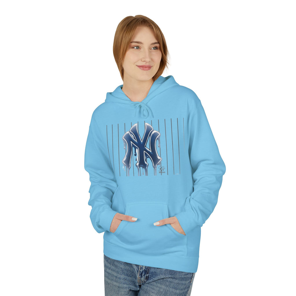 Dripping NY Fan Gear Logo Hoodie | Baseball Pinstripe Streetwear by GT Artland