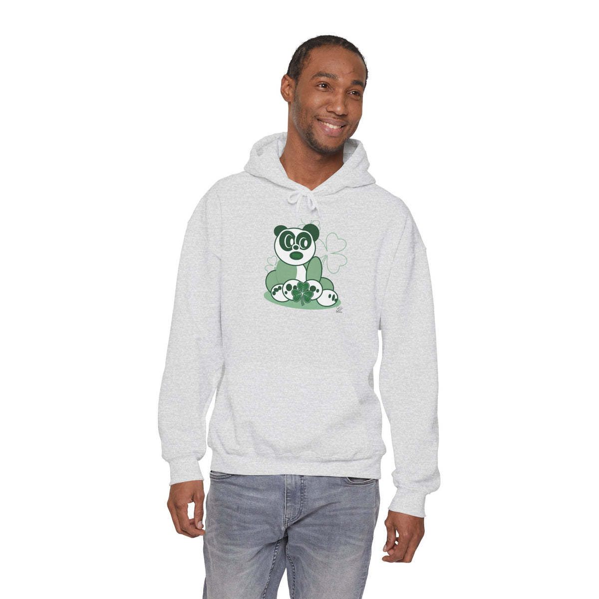 Green Panda with Bamboo Hoodie