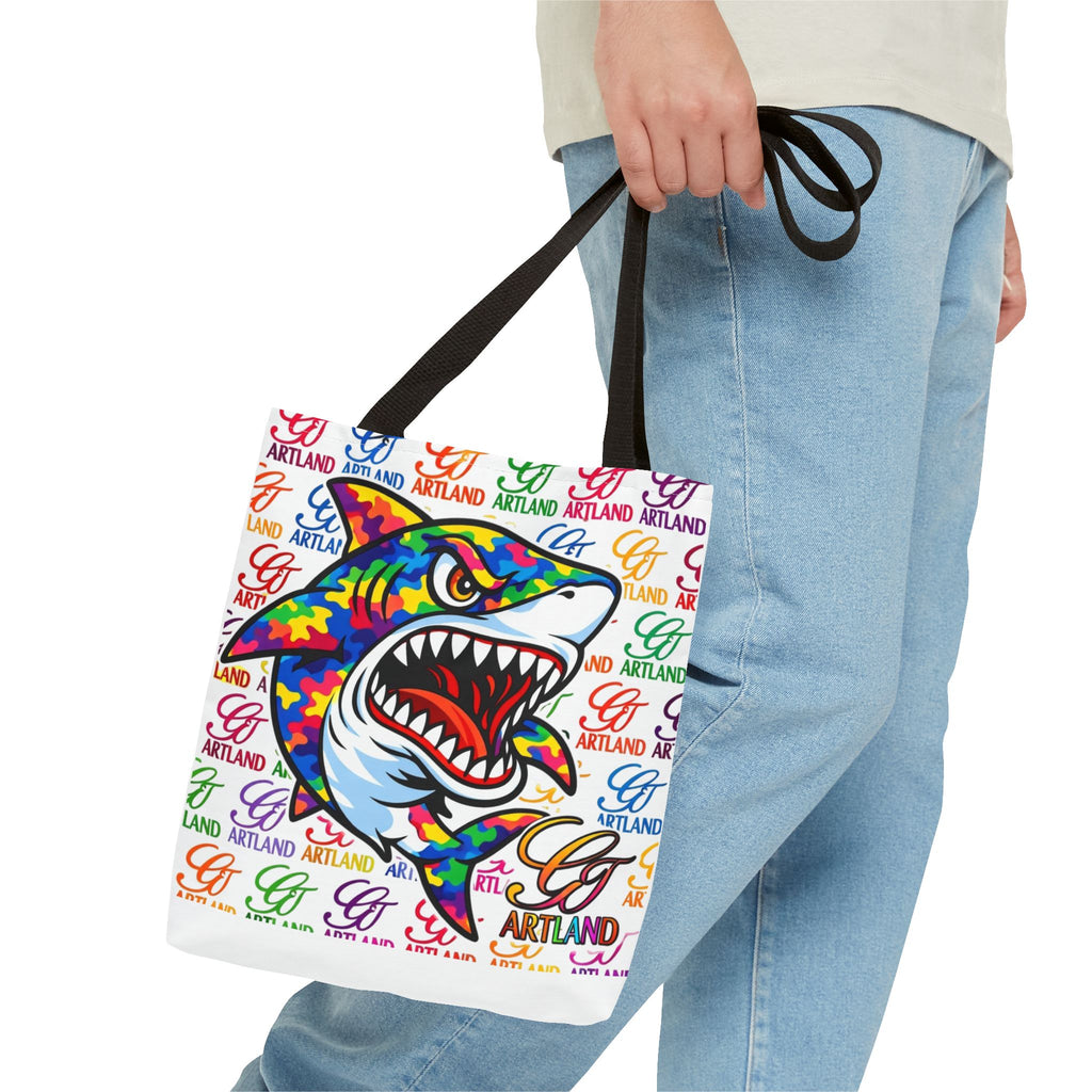 Colorful Shark Print Tote Bag – Vibrant All-Over Graphic Beach & Everyday Shopper
