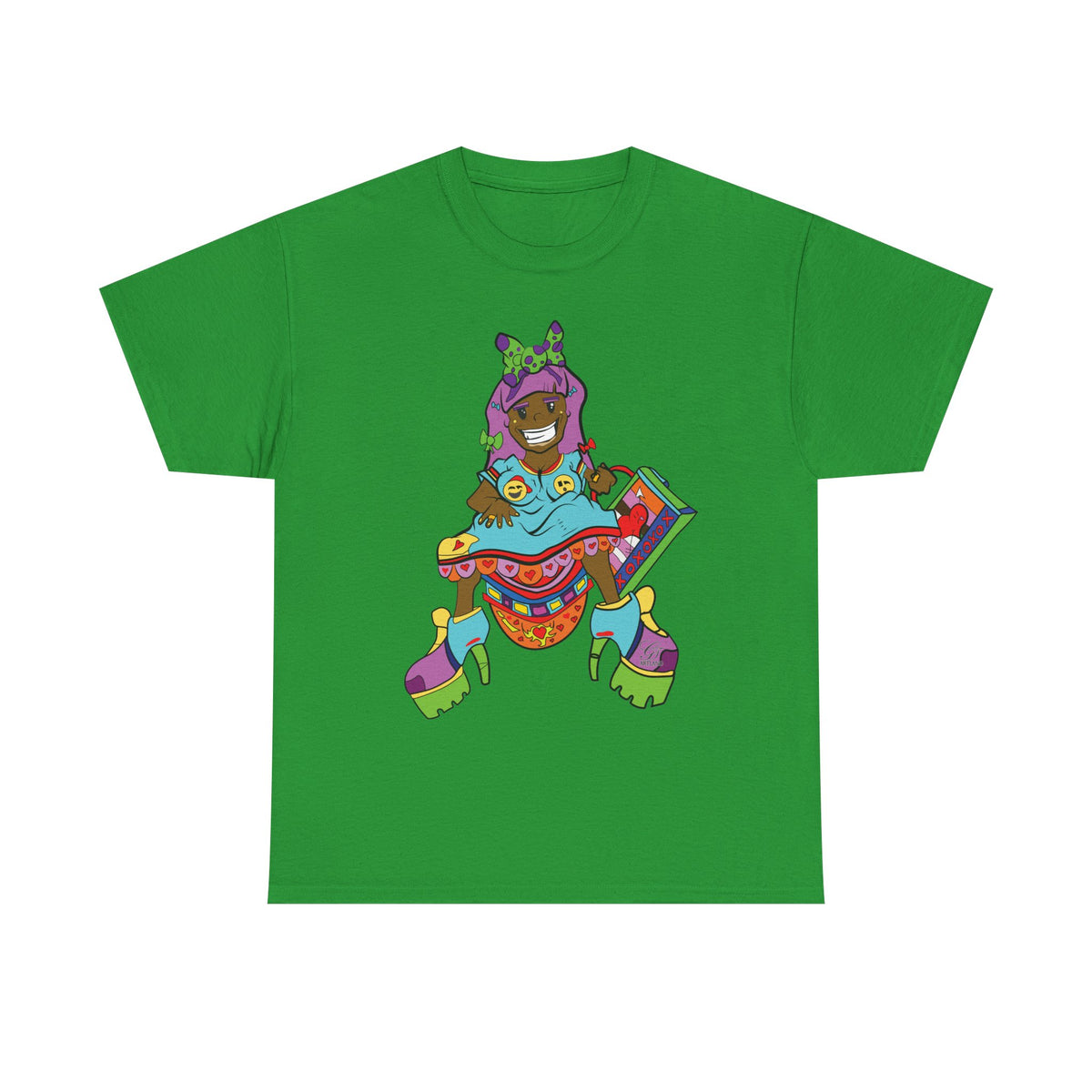 Colorful Psychedelic Girl Character T-Shirt | Retro Cartoon Graphic Tee by GT Artland