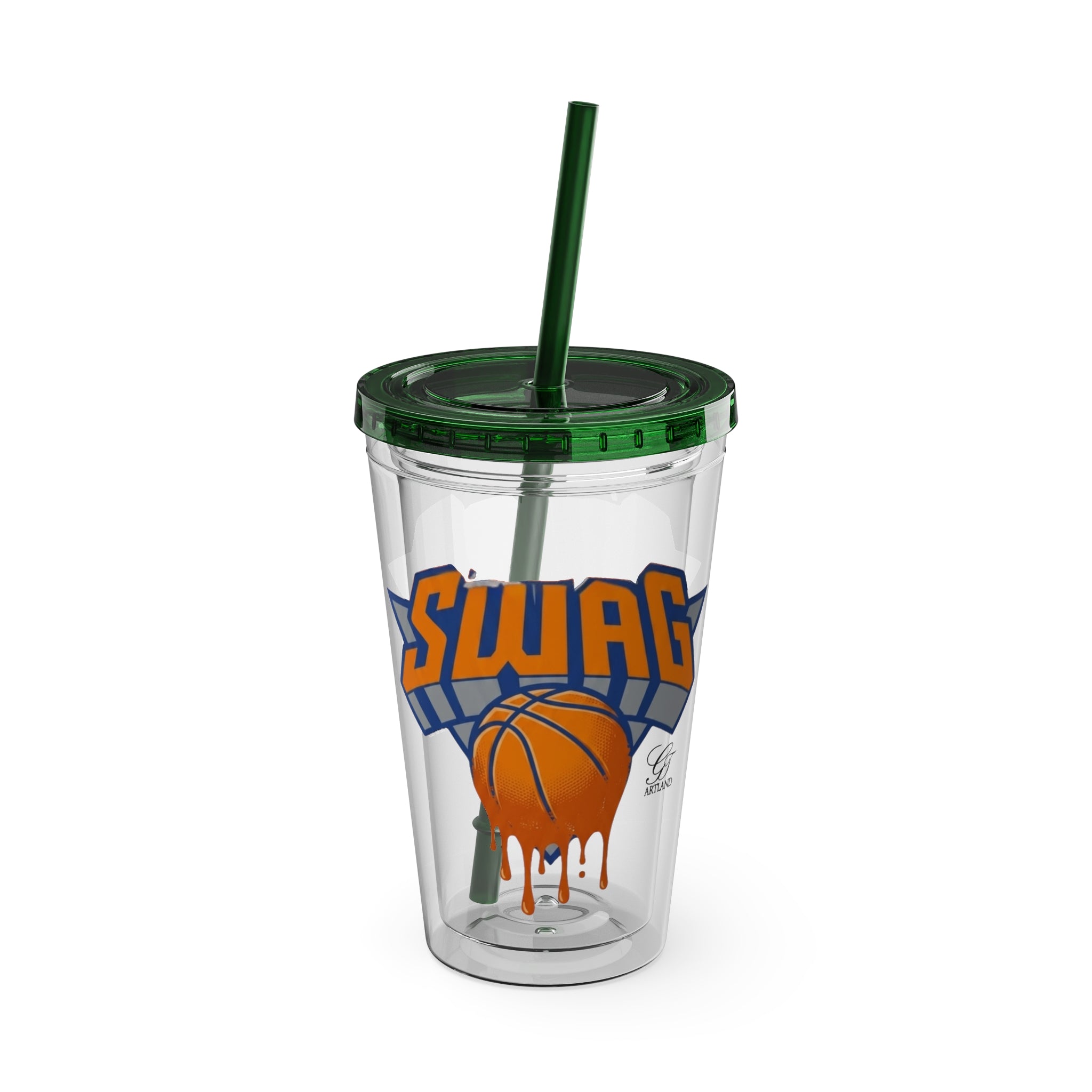 Dripping Basketball SWAG Tumbler | 16oz Clear Cup with Straw by GT Artland