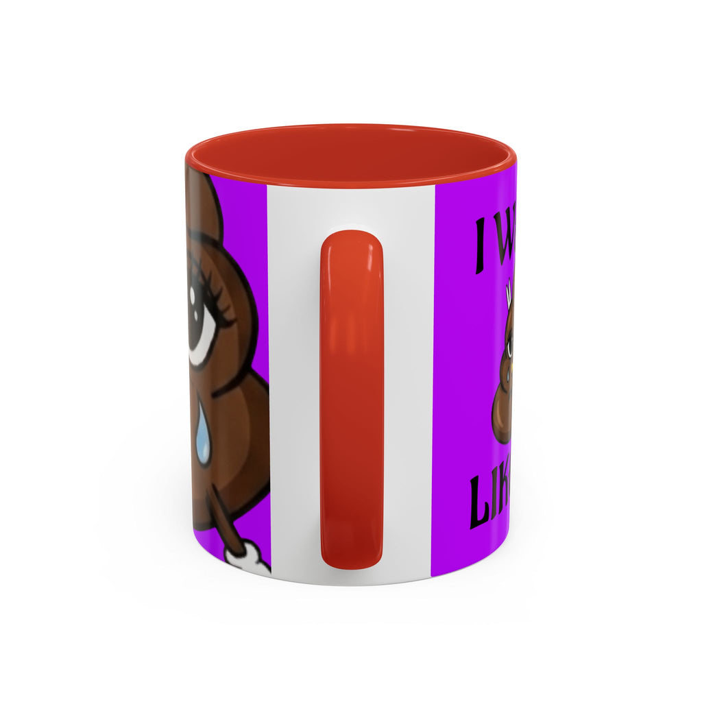 Sad Poop Emoji Accent Coffee Mug (11/15oz) — Funny Cute Kawaii Tearful Poop Design by GT Artland