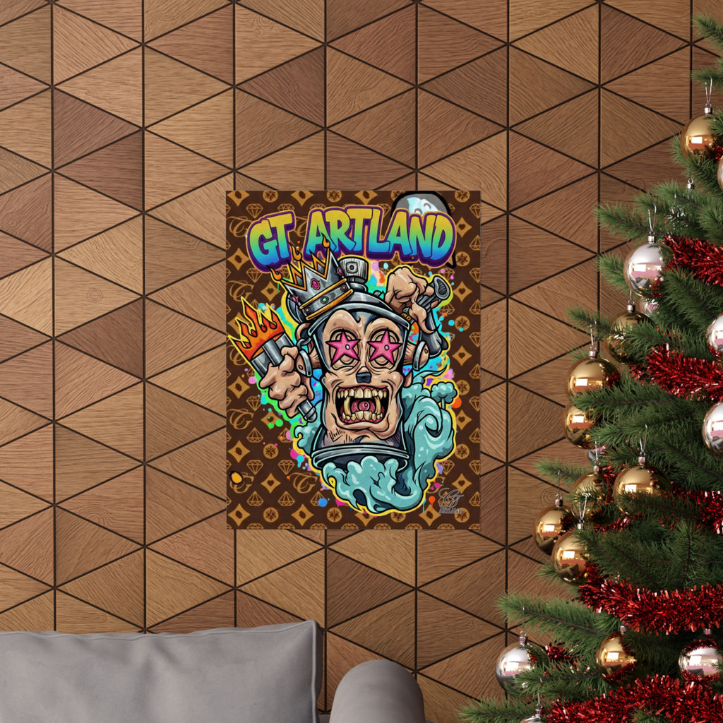 Graffiti King Skull Matte Vertical Poster | Urban Street Art, Colorful Illustration by GT Artland