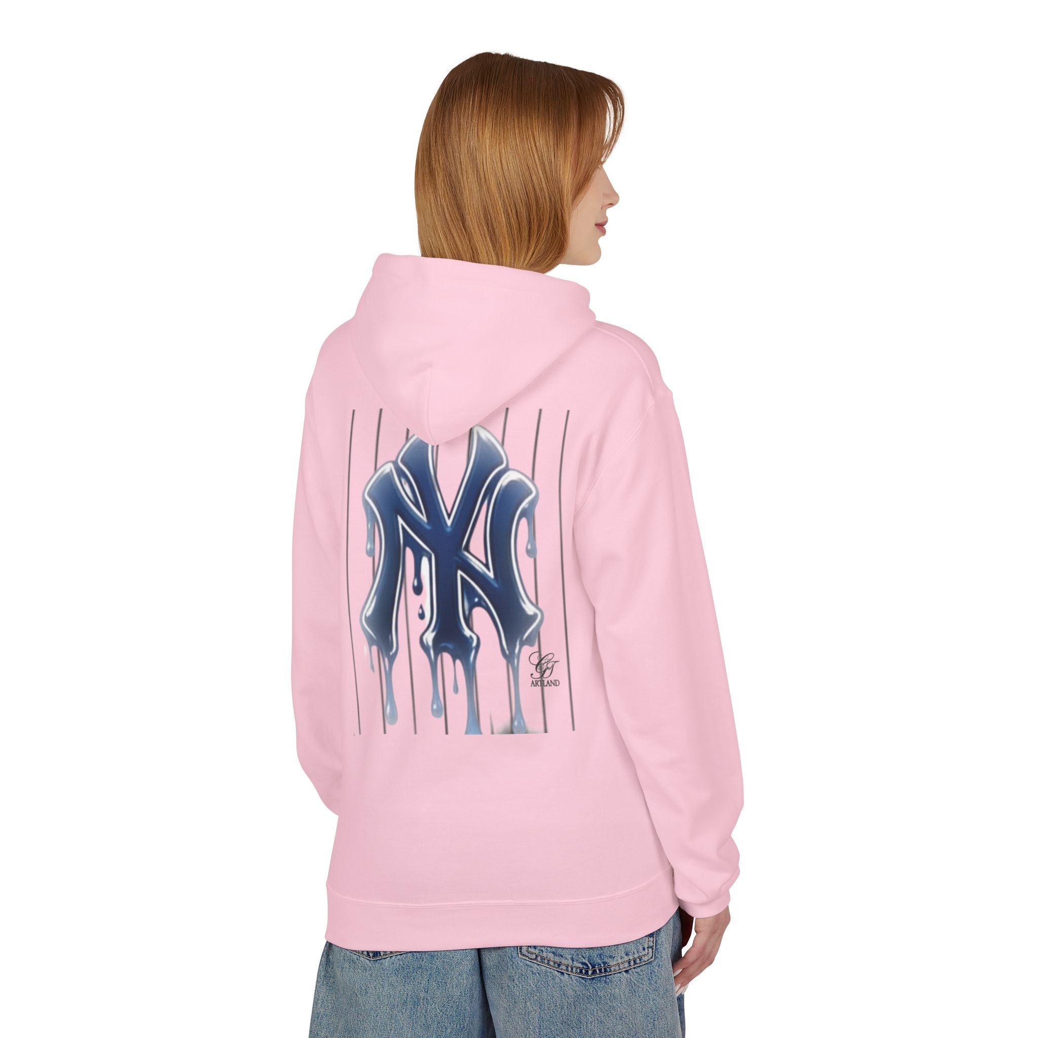 Dripping NY Fan Gear Logo Hoodie | Baseball Pinstripe Streetwear by GT Artland