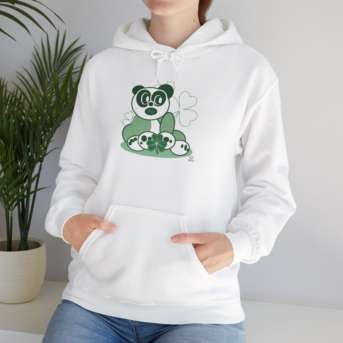 Green Panda with Bamboo Hoodie