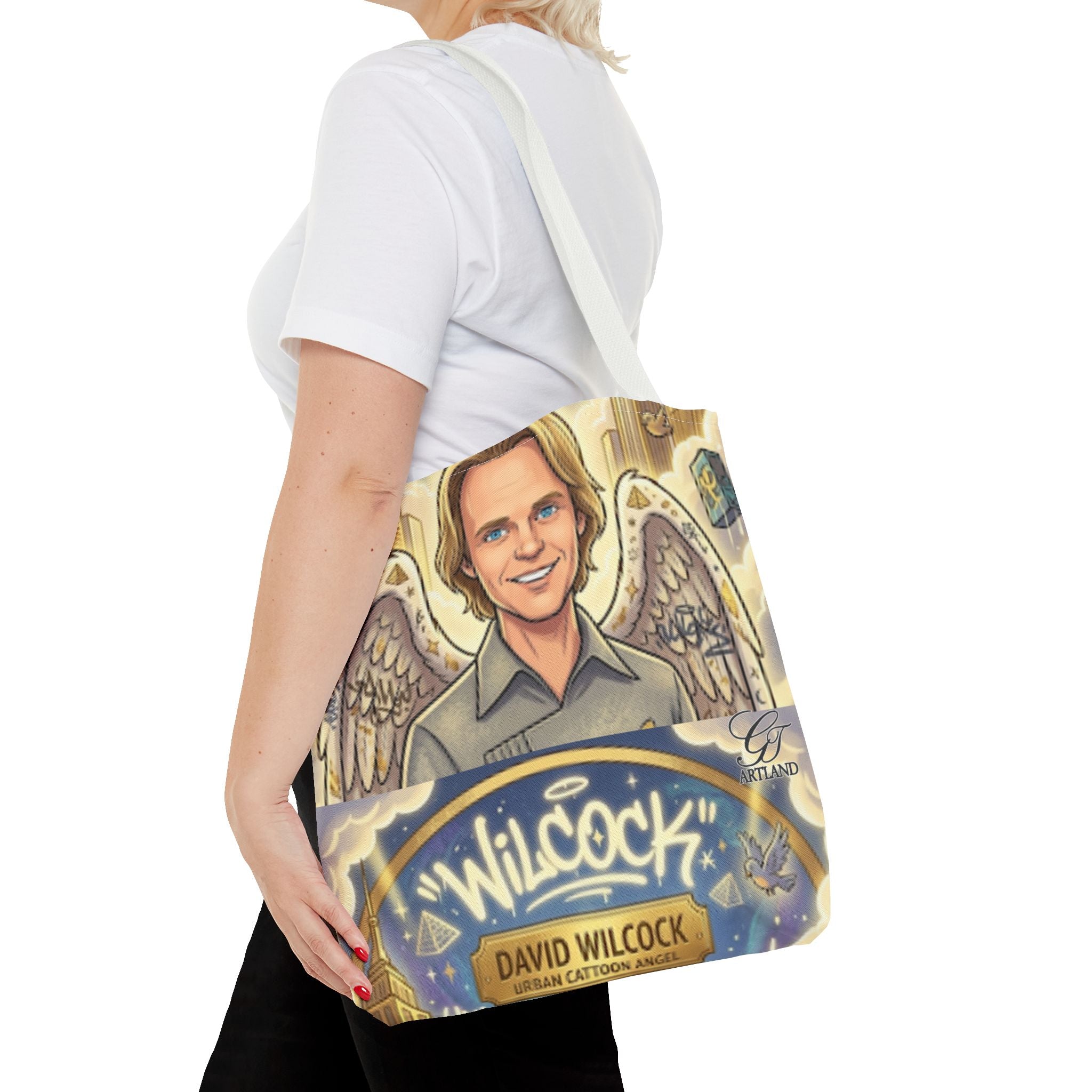 Wilcock Angel Wings Portrait Tote Bag – Illustrated Memorial/Tribute Carryall by GT Artland