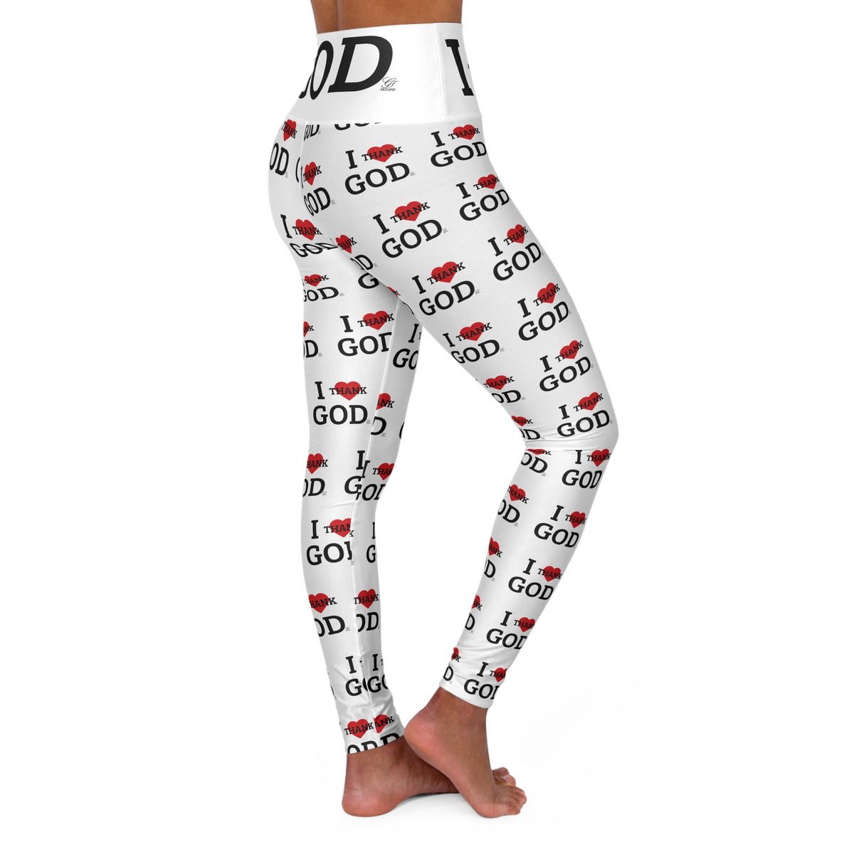 I Love God Pattern Leggings | High Waisted Yoga Leggings by GT Artland