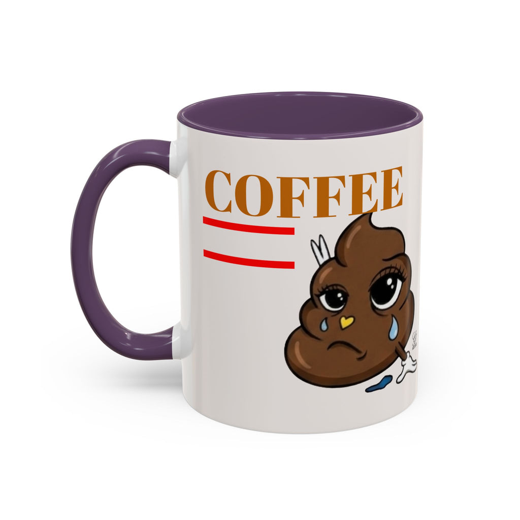Coffee Mug — Sad Coffee Poop Emoji Designer Toon Accent Mug (11/15oz) by GT Artland