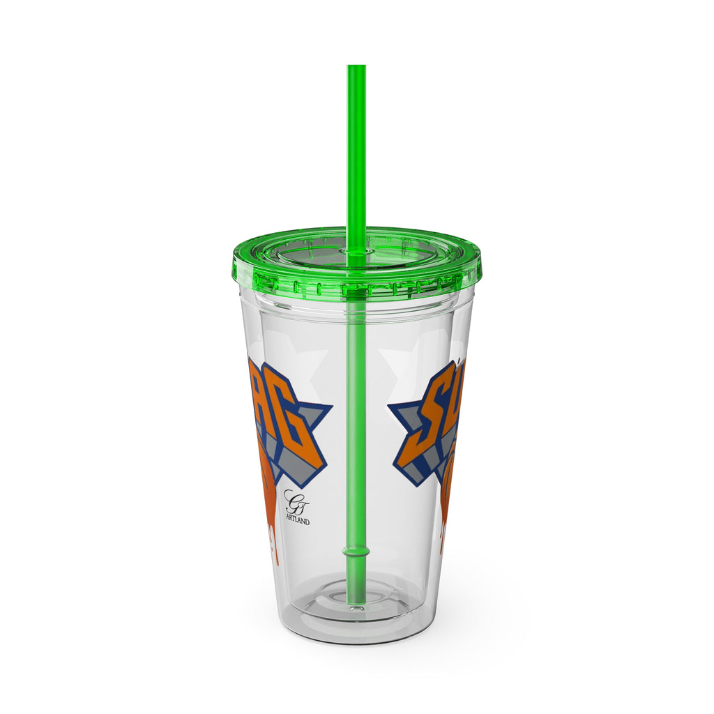 Dripping Basketball SWAG Tumbler | 16oz Clear Cup with Straw by GT Artland